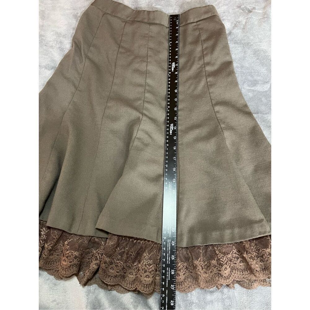 Ann Taylor LOFT Skirt Womens Size 6 Brown Flared Trumper Wool Lace Hem Lined - Picture 6 of 7